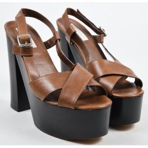 MICHAEL KORS COLLECTION Wood Platform Sandal Brown